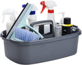 Large Cleaning Caddy with Handle, Tool Storage Basket Organizer, Sturdy Pail Bucket Organizer, Household Bucket for Cleaning Supplies - Gray by Haundry