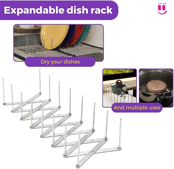 3-in-1 Over Sink Dish Drying Rack – Roll-Up Sink Rack, Silicone Mat & Folding Dish Rack – Multi-Functional, Space-Saving Kitchen Organizer (Grey) - Image 4