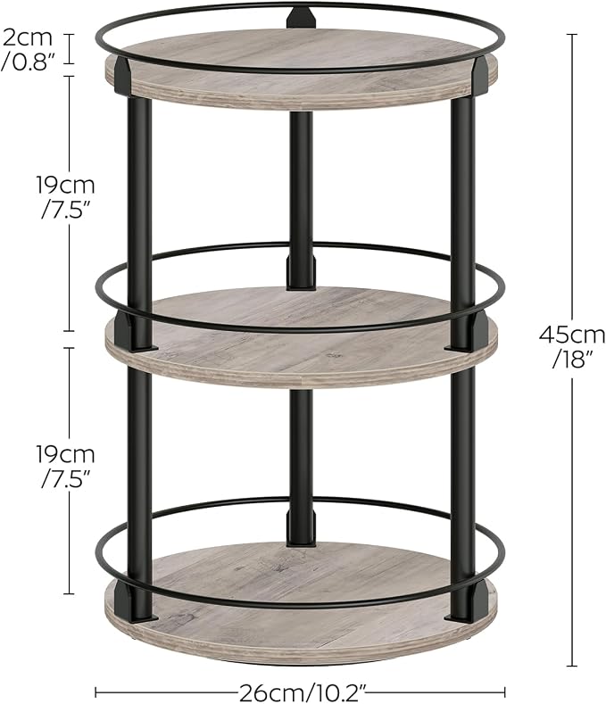3-Tier Lazy Susan Organizer, Rotating Spice Rack, Spinning Organizer, Industrial Turntable Spice Rack Organizer for Cabinet, Kitchen Countertop, Greige and Black SR23BG - Image 6