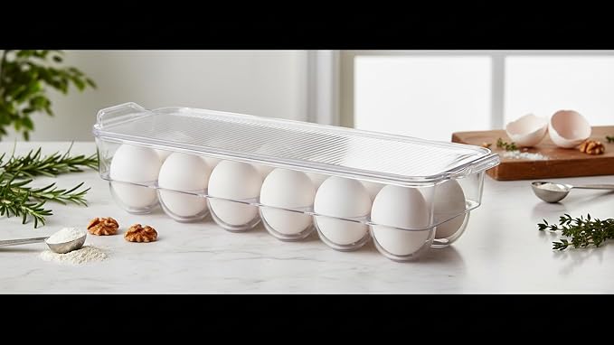 Dial Industries Fridge Egg Storage Holder, 14 Egg Container with Lid | Keeps eggs upright and easy to see, container top allows stacking, protects against spills, fits refrigerator door or shelf - Image 8
