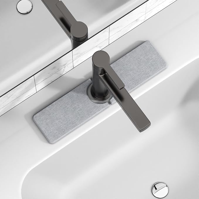 Premium Stone Faucet Mat for Kitchen Sink, 15.8" x 4" Light Gray | Quick Drying & Water Absorbent, Sink Splash Guard Tray for Prevents Moisture Buildup by Unknown