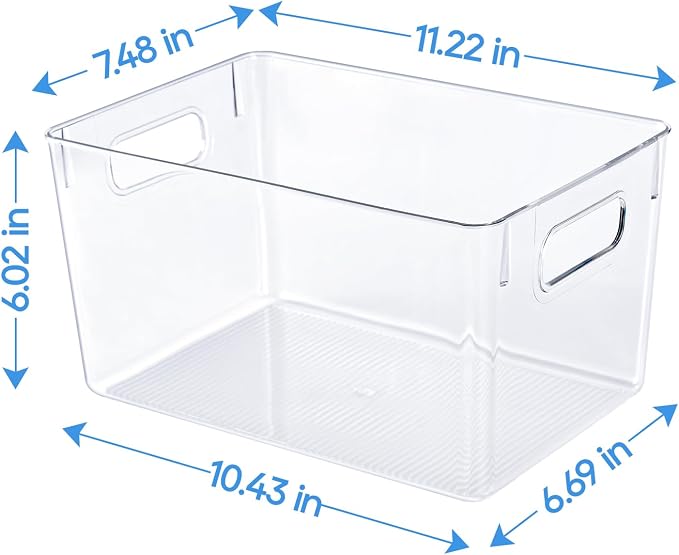 JollyPack Clear Plastic Storage Bins, 4 Pack | Pantry Organizers, Storage with Handles, Clear Storage Containers,Great for Fridge, Kitchen, Bathroom and Office - Image 2