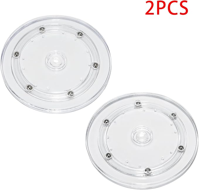 2Pcs Clear Acrylic Lazy Susan 6 Inch Turntable Organizer Bearings | Mini Lazy Susan, Small Lazy Susan Turntable, 360° Rotating Swivel Plate for Spice Rack, Cosmetic, Cake, Pantry, DIY Display - Image 3