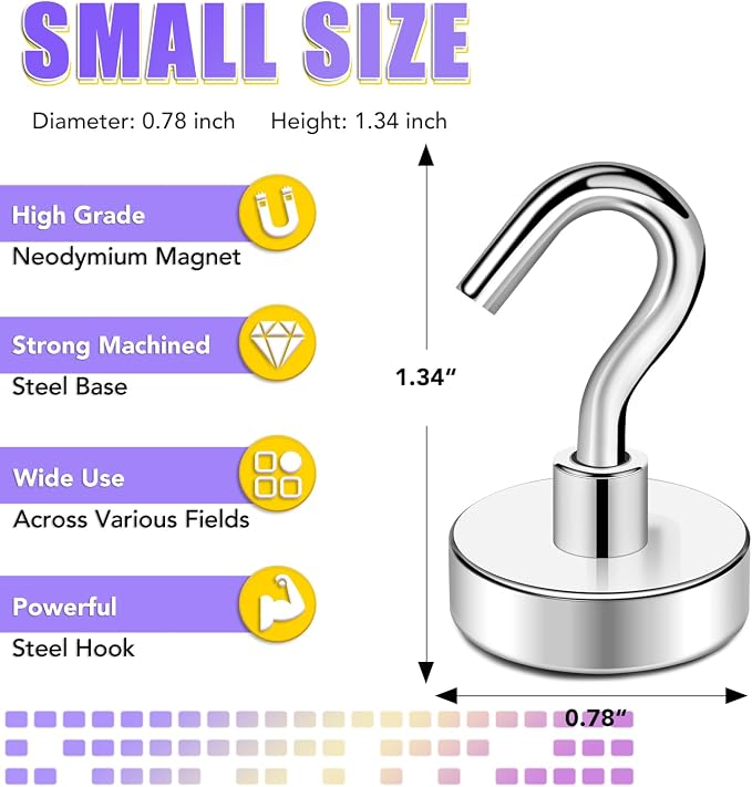 Magnetic Hooks for Cruise Cabins, 50LBS+, 25 Pack, Silver | Cruise Essentials 2026, Heavy Duty Magnets Hooks for Refrigerator, Storage, Grill, Hanging and Kitchen - Image 2