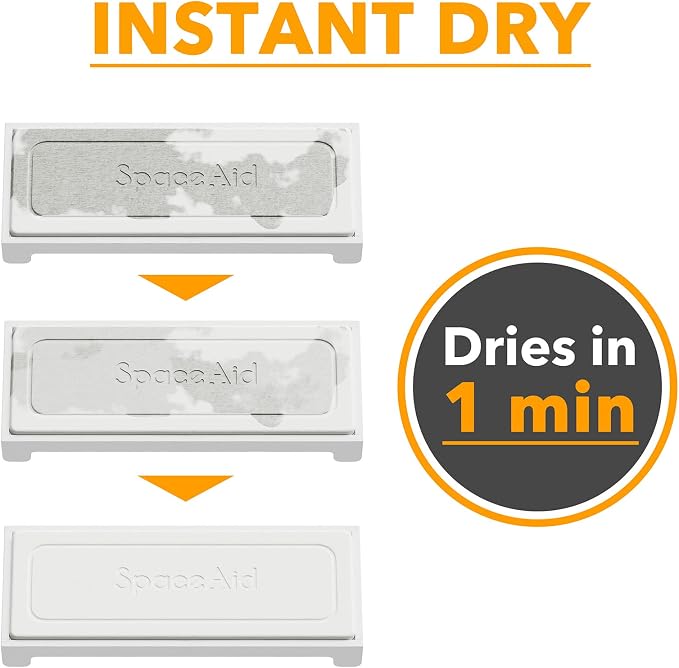 SpaceAid DryingNeat Sink Organizer, Instant Dry Sink Caddy Organizers, Kitchen Sponge Soap Holder Dispenser, Countertop Fast Drying Counter Tray Rack (Bamboo Rack, White) - Image 2