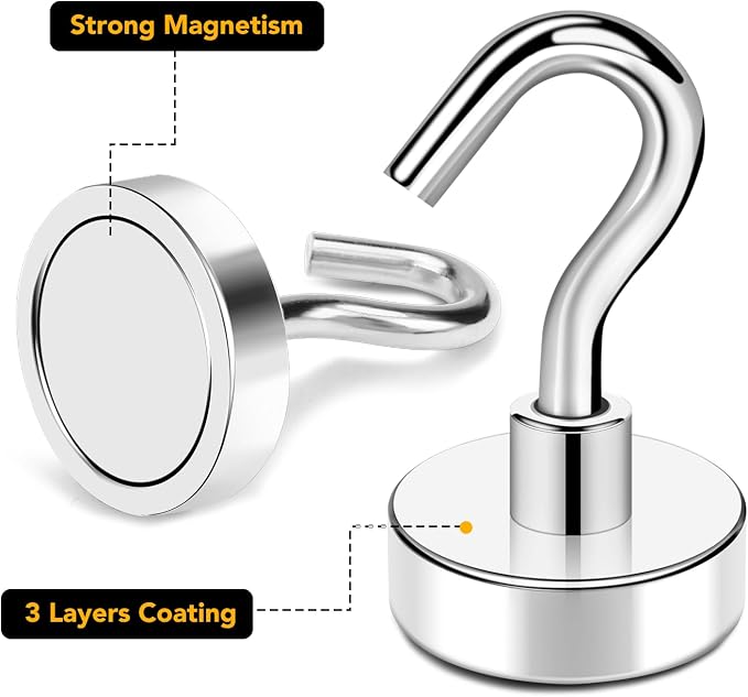 Magnetic Hooks for Cruise Cabins, 30LBS+, 25 Pack, Silver | Cruise Essentials 2026, Heavy Duty Magnets Hooks for Refrigerator, Storage, Grill, Hanging and Kitchen - Image 5