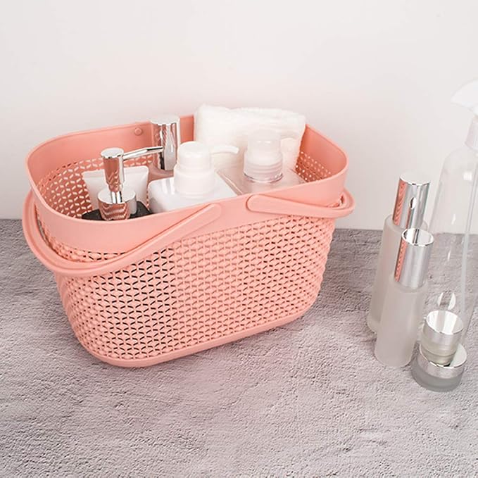 Plastic Portable Shower Caddy Basket, Storage Organizer with Handle, Pink | Bottom Drain Holes, Keep Dry, Sturdy and Durable, Easy to Carry for Bathroom, Kitchen, Dorm Room, RV, College - Image 6