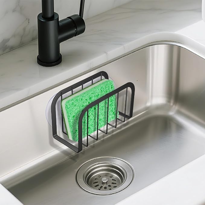 Sponge Holder for Kitchen Sink,Kitchen Sink Caddy with Sponge Holder-Black - Image 5