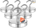 FINDMAG 6 Pack Magnet Hooks, 110LB+ Cruise Magnetic Hooks, Silver | Strong Magnetic Hooks for Cruise Cabins, Heavy Duty for Fridge, Refrigerator, Office, Home, Kitchen and Classroom Use by FINDMAG