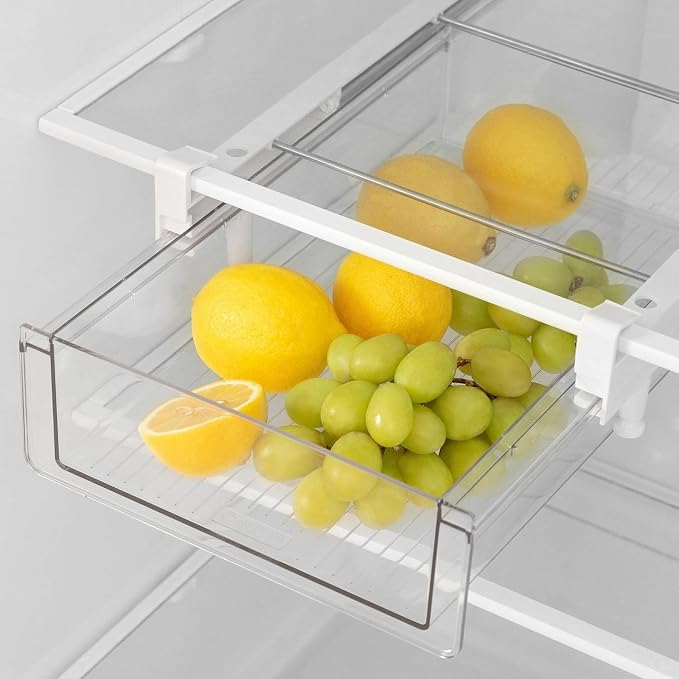 Large Fridge Drawer Organizer 14in-20in Upgradation Refrigerator Undershelf Drawer, Extra-Deep Storage Deli Meat, Cheese, Eggs, Fruit, Vegetable - Image 3