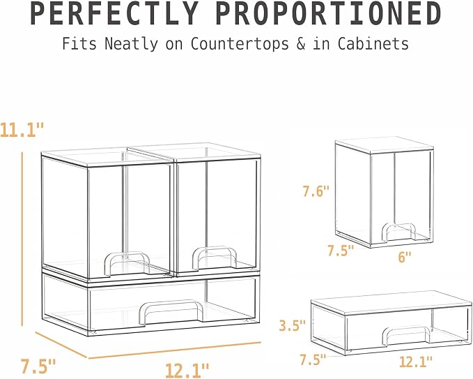 Baby Bottle Organizer, 3-Tier Stackable Acrylic Storage Drawers | Large Capacity Countertop Organizer for Baby Bottles, Pump Parts, Kitchen, Pantry, Bathroom, Undersink, Cabinet & Vanity - Image 2