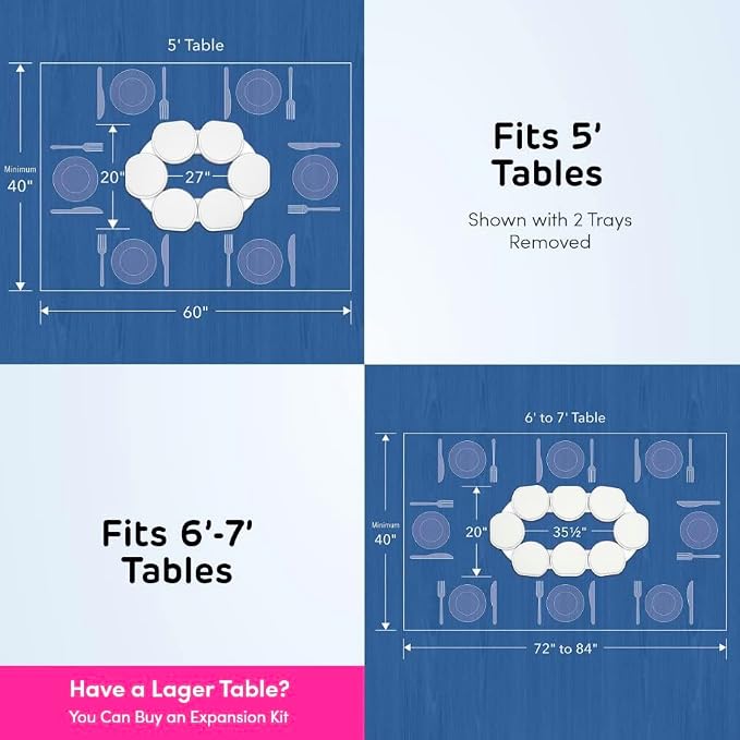 White- The Lazy Susan Revolution - The First Patented Lazy Susan Turntable Expandable for Rectangular & Oblong Tables - Kitchen & Dining Tables - Great Gift! Parties & Gatherings - Image 6