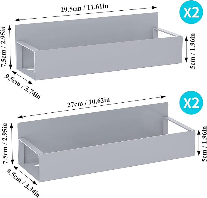 4 Pack Magnetic Spice Storage Rack Organizer for Refrigerator and Oven, Gray Fridge Organizers and Storage | Magnetic Shelves Heavy Duty for Fridge in Kitchen, Seasoning Storage Organizer, For Oven Washer and Dryer, For Heavier Items - Image 7