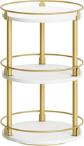 3-Tier Lazy Susan, Rotating Spice Rack, Spinning Organizer, Industrial Turntable Spice Rack for Cabinet, Kitchen Countertop, Pantry, White and Gold SR23DW by Yatiney