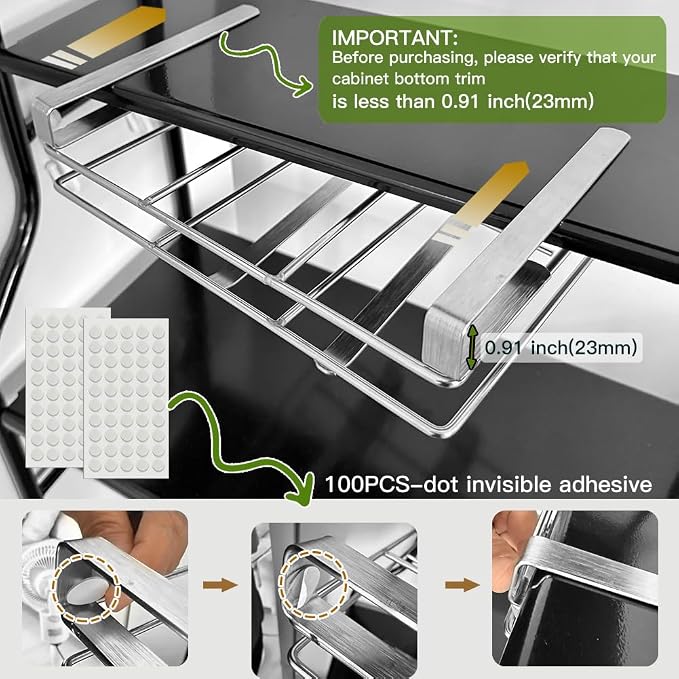 Under Cabinet Cutting Board Organizer, Stainless Steel 2 in1 Pot Lid & Chopping Board Rack, Cutting Board Storage, Kitchen Pot Lid Holder, Under Cabinet Shelf for Home Kitchen Utensils, Paper Towel - Image 4