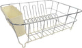 Dish Drying Rack & Cutlery Holder 2 Piece Set - Compact Sink-Fitting Dish Drainer with Rubberized Undercoating, Space-Saving Kitchen Organizer for Plates, Cups, Bowls & Utensils in Sink, Ivory by SweetHomeCollection
