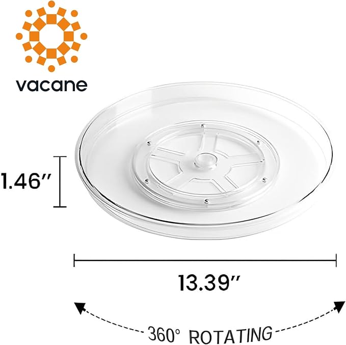 2-Pack 13Inch Lazy Susan Cabinet Organizer, Plastic Rotating Organizer Spice Rack Condiment Organizer for Pantry, Countertop, Cupboard, Refrigerator-Clear - Image 7