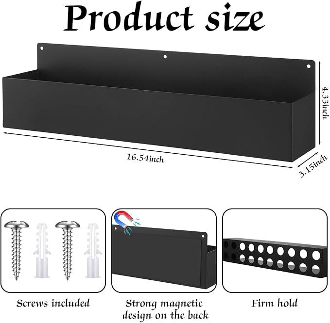 Gisafai 2 Pcs Magnetic Aerosol Spray Can Holder Heavy Duty Magnet Toolbox Bottle Holder Easy Install Spray Can Organizer Wall Mounted Bottle Rack for Garage(16.54 x 3.15 x 4.33 Inch,Black) - Image 2