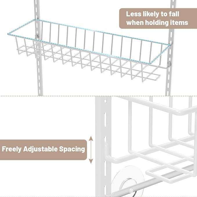 ElegantArray 9-Tier Pantry Door Organizer, White | Over The Door Pantry Organizer Rack and Storage, Hanging Spice Rack Shelves Door, Home Office Laundry Room Bathroom & Kitchen - Image 3