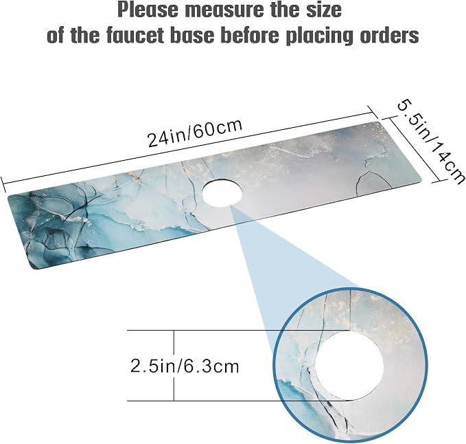 Sink Faucet Absorbing Mat, 2 Pack Drying Mat Around Faucet Sink Splash Guard Behind Faucet Sinkmat For Kitchen Bathroom Island Rv 24 * 5.5 Inch (60 * 14 cm) - Image 4