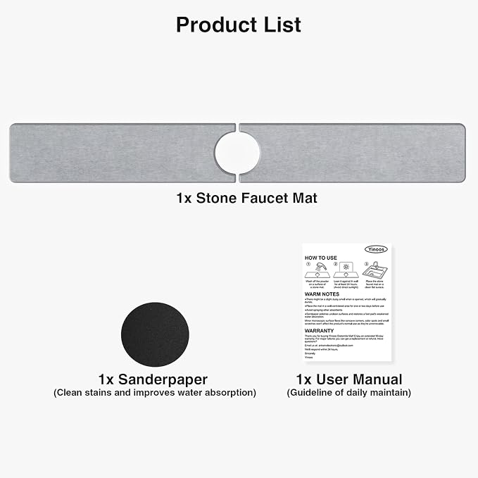Premium Stone Faucet Mat for Kitchen Sink, 30" x 4" Light Gray | Quick Drying & Water Absorbent, Sink Splash Guard Tray for Prevents Moisture Buildup - Image 7