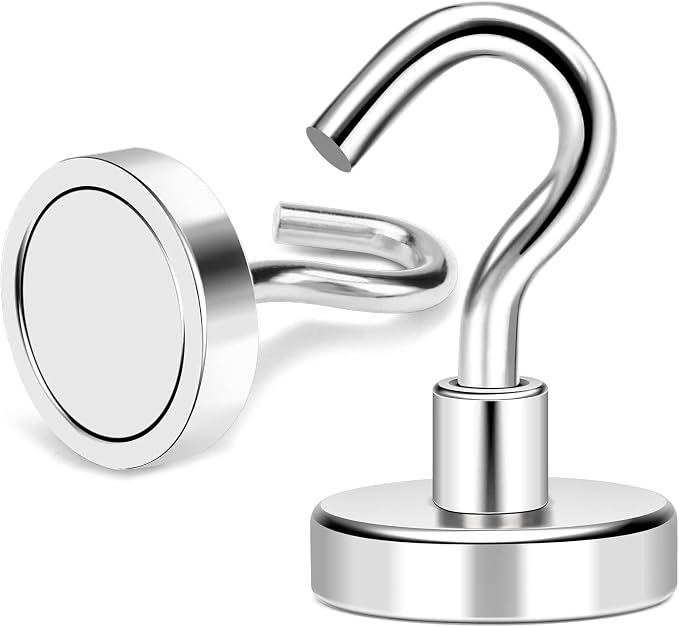 Magnetic Hooks 50Lbs Heavy Duty Magnets with Hook for Cruise Cabin | Strong Magnet Hooks for Hanging Super Metal Magnetic Hanger for Grill Fridge Kitchen Pack of 25 - Image 6