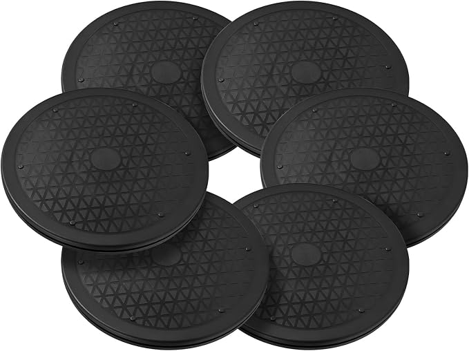 Lazy Susan Turntable 6 Pack, 12 Inch Black Plastic Organizer for Cabinet | Rotating Turntable Organizer for Pantry, Fridge, Kitchen Countertop, Bathroom Vanity - Image 2