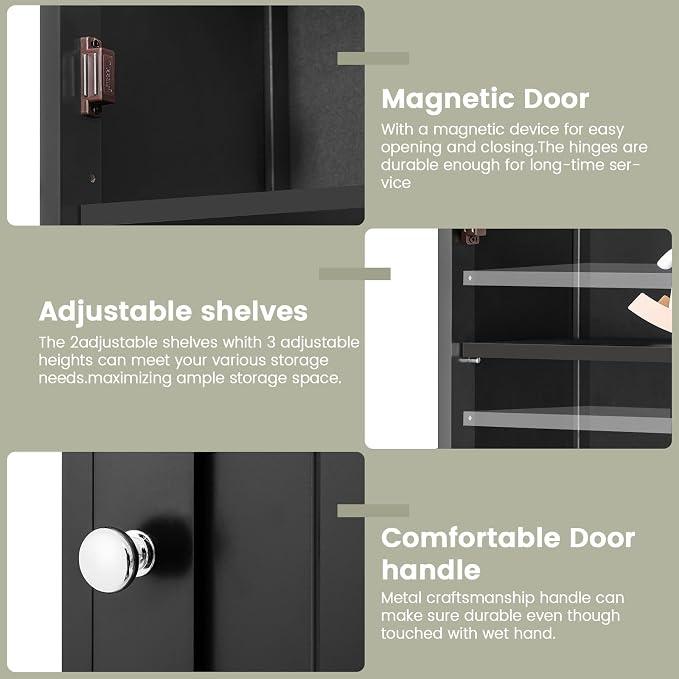 Iwell 67" H Bathroom Storage Cabinet, Tall Bathroom Cabinet | Narrow Storage Cabinet with Doors and Drawer, Adjustable Shelves, Floor Cabinet for Bathroom, Living Room, Kitchen - Image 6