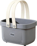 Portable Shower Caddy Basket with Handles Plastic Storage Basket Small Grey | Sturdy Drainage Large Capacity Organizer Basket with Silicone Handles for Bathroom Kitchen Bedroom College Dorm Essentials by JiatuA