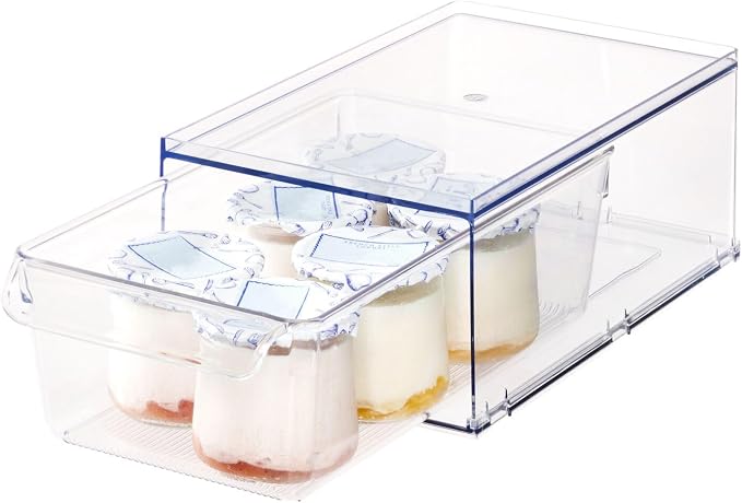 iDesign Linus Collection Stackable Kitchen Storage Drawer, Clear | For Fridge, For Pantry, For Under-Sink, For Cabinet by iDesign