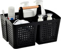 Portable Shower Caddy Basket with 3 Compartments and Handle, Black | Plastic Divided Cleaning Caddy Organizer for Bathrooms, Dorm Rooms, Gyms, Laundry Rooms, Garages and RV Storage by PAKCHOICE