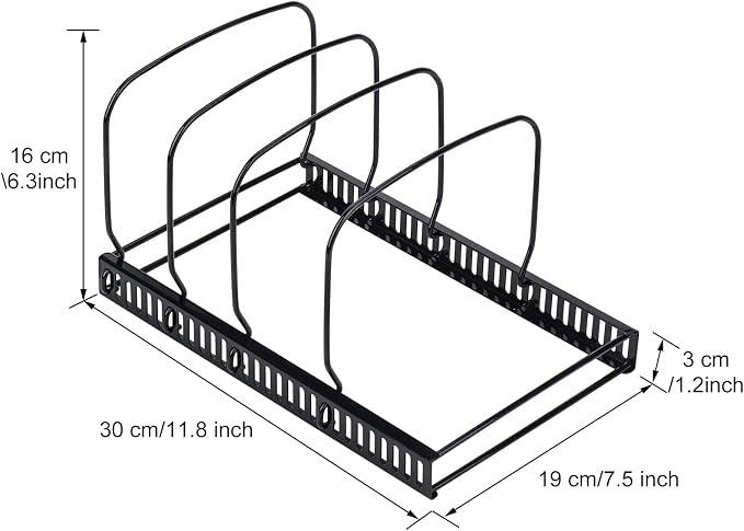 Toplife 10+ Bakeware Organizer Rack for Kitchen Bakeware, Cookware, Dinnerware, Cutting Boards, Plates, Pot and Pan Lids (Black) - Image 2