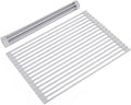 Roll Up Dish Drying Rack Over Sink, 17.5" x 13" Silicone Coated Stainless Steel Sink Drying Rack, Foldable Dish Drainer Rack for Kitchen Counter, Heat Resistant, Non-Slip, Space Saving, Gray by Unknown