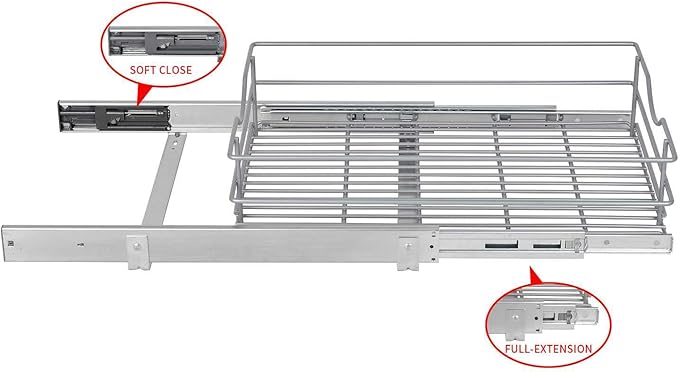 Pull Out Cabinet Organizer, (20½"W x 20" D), Soft Close Pull Out Cabient Drawer, Slide Out Cabient Organizer for pot and pan Kitchen Base Cabinet, Pantry Organization, Bathroom, Wire Basket - Image 3