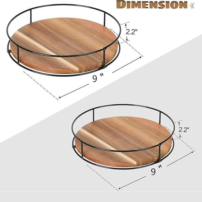Lazy Susan Organizer - Non-Skid Wood Turntable Organizer | for Cabinet, Pantry, Kitchen Countertop, Refrigerator, Spice Rack, Carbonized Black - Image 2