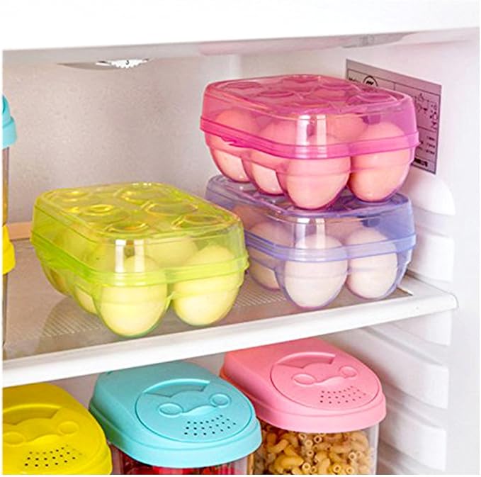 JAMOR 6 Grid Egg Storage Box Refrigerator Crisper Egg Protection Box Portable Egg Carriage Container For Camping Picnic Essential (White) - Image 6