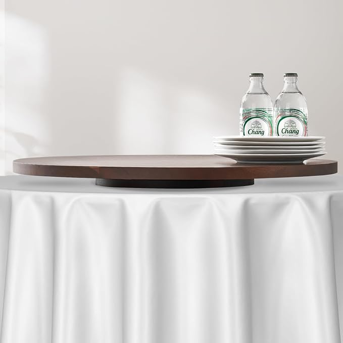 VEVOR 24 in Wood Lazy Susan Turntable, 360° Rotation Round Clear Tabletop Rotating Tray, Acacia Wood Dining Table Centerpiece, Smooth and Silent Spin, for Family Gatherings, Banquets and Weddings | For Family Gatherings, Banquets, Weddings, 360° Rotati... - Image 8