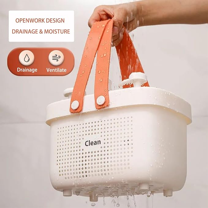 Portable Shower Caddy Basket with Handles Plastic Storage Basket Small Pink | Sturdy Drainage Large Capacity Organizer Basket with Silicone Handles for Bathroom Kitchen Bedroom College Dorm Essentials - Image 7