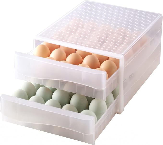 Egg Holder for Refrigerator, THIPOTEN 60 Grid Eggs Storage Container for Refrigerator, Perfect Household Egg Organizer for a Hobby Farm by THIPOTEN