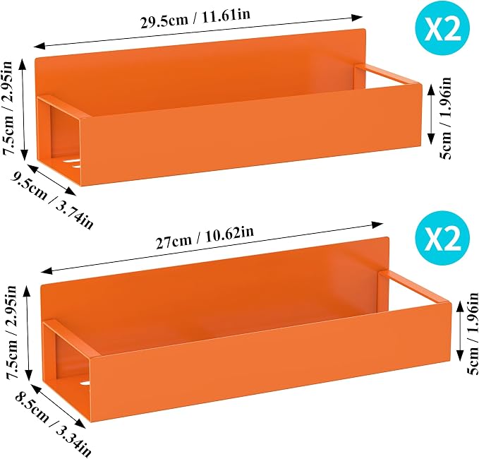 Metal Magnetic Spice Rack for Refrigerator Orange, 4 Pack | Magnetic Shelves Heavy Duty for Fridge in Kitchen, Seasoning Storage Organizer, For Oven Washer and Dryer, For Heavier Items - Image 7
