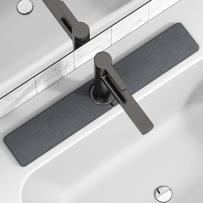 Premium Stone Faucet Mat for Kitchen Sink, 23.6" x 4" Dark Gray | Quick Drying & Water Absorbent, Sink Splash Guard Tray for Prevents Moisture Buildup by Unknown