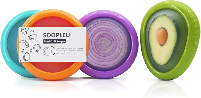 Avocado Saver & Onion Storage, 4Pcs Silicone Fresh Produce Holder | Keep avocados fresh! 4Pcs silicone holder for tomato, lemons, garlic & produce. Ideal fridge fruit vegetable containers. by IGNITINGHOMEANDKITCHENDELI