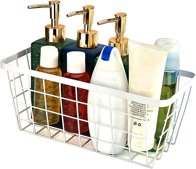 2 Set LeleCAT Hanging Wall Basket Organizer, Over the Cabinet Door Adhesive Wire Baskets for Organizing Kitchen Food Pantry Bathroom Shelf Storage No Drilling Wall Mounted,White - Image 4