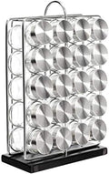 Amazon Basics 20 Jars Spice Rack Organizer, Space-Saving Kitchen Organizer with Glass Spice Jars, Sturdy, Silver by AmazonBasics