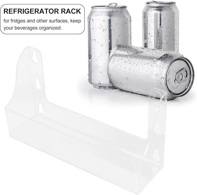 Homoyoyo Clear Acrylic Refrigerator Storage Shelf with Suction Cups-4-Can Capacity Spice Rack Organizer for Beverages Olive Oil Kitchen Essentials 14x7x27cm Transparent Space-Saving Fridge Accessory - Image 7