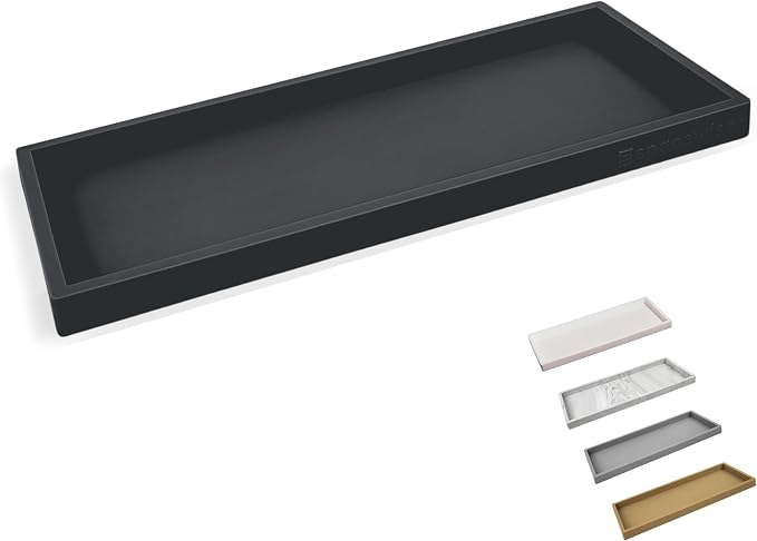 Silicone Countertop & Vanity Tray – 11.7” Bathroom Counter Tray | Bathroom Tray, Bathroom Tray Countertop, Tray for Bathroom Counter, Silicone Kitchen Tray for Counter & Countertop Organizer by Spacewiser