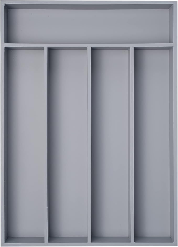 Besilord Bamboo Silverware Holder - Drawer Organizer with 5 Slots (Gray) by Besilord