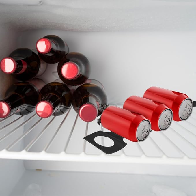 UPKOCH 2-Pack Stackable Silicone Refrigerator Mat Can Organizer and Wine Bottle Holder for Fridge Storage - Non-Slip Beverage Dispenser Rack for Beer Soda Pop, Black - Image 9