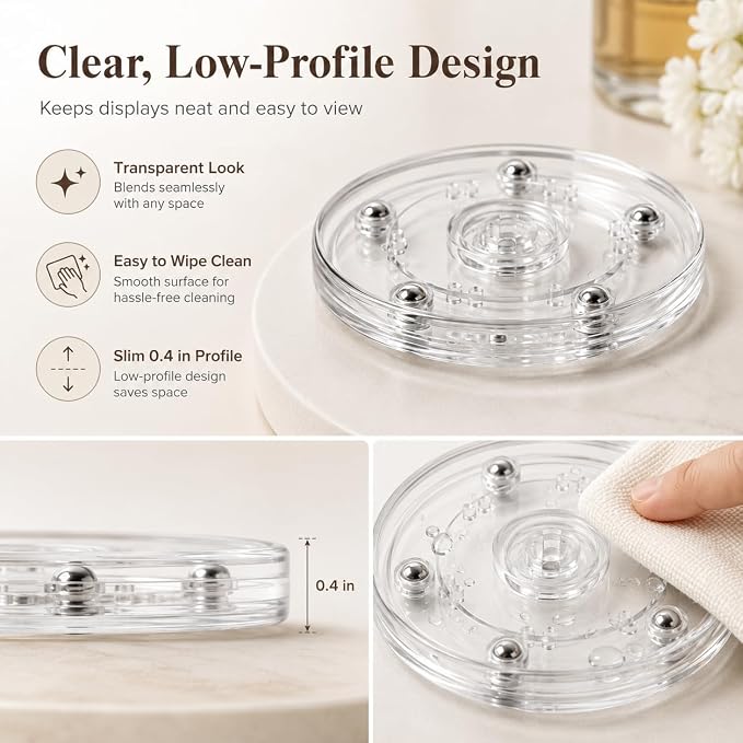 6 Pack 4 inch Small Lazy Susan, Lazy Susan Turntable Organizer Acrylic Cookie Turntable for Kitchen Spice Rack Table Cake Kitchen Pantry Decorating - Image 4