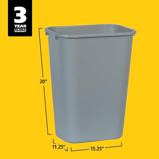 Rubbermaid Commercial Products Deskside Wastebasket/Trash Can, 10.25-Gallon/41-Quart, Gray, Plastic, Garbage Can for Home/Office, Fits Under Desk/Sink/Cabinet - Image 3